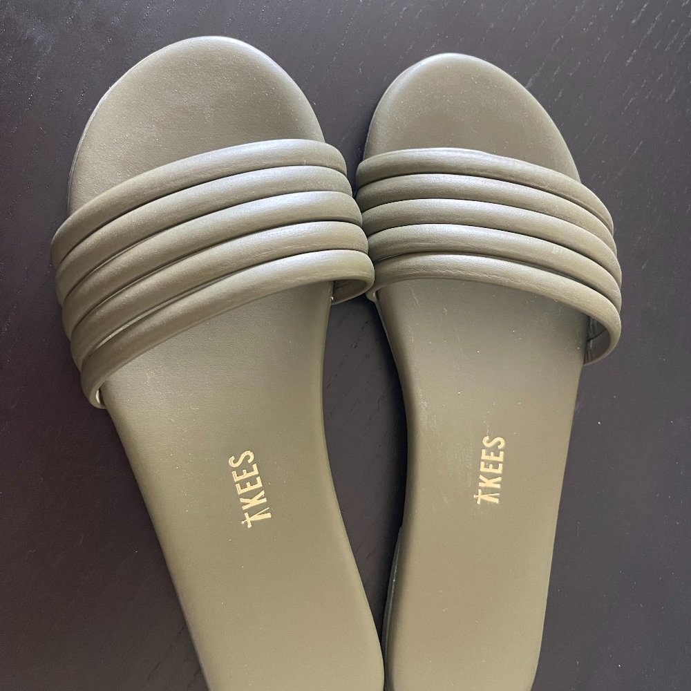 TKEES SERENA Slides - Olive Color Size 6